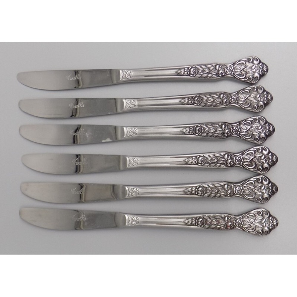 6 MSI Versailles Dinner Knives Stainless Japan Discontinued 8 7/8 Inch Solid